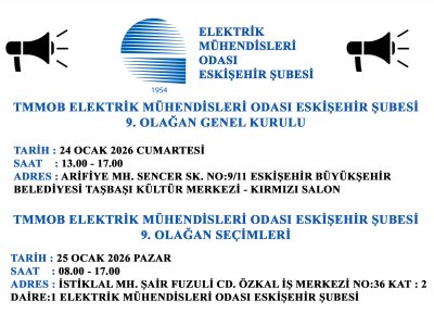 EMO ESKİŞEHİR ŞUBESİ 9. OLAĞAN GENEL KURULU ÇAĞRISI