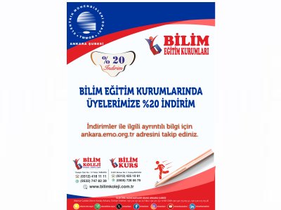 BİLİM EĞİTİM KURUMLARINDAN EMO ÜYELERİNE %20 İNDİRİM