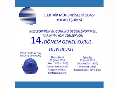 TMMOB EMO KOCAELİ ŞUBE 14. DÖNEM GENEL KURULU DUYURUSU