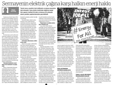 MAHİR ULUTAŞ YAZDI: SERMAYENİN ELEKTRİK ÇAĞINA KARŞI HALKIN ENERJİ HAKKI (BİRGÜN GAZETESİ 13.02.2026)