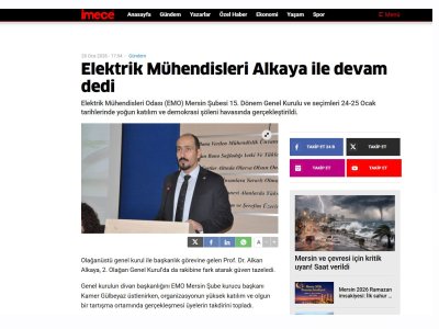 EMO MERSİN ŞUBE 15. OLAĞAN GENEL KURUL VE SEÇİMLERİ GERÇEKLEŞTİRİLDİ.