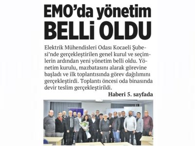 EMO`DA YÖNETİM BELLİ OLDU