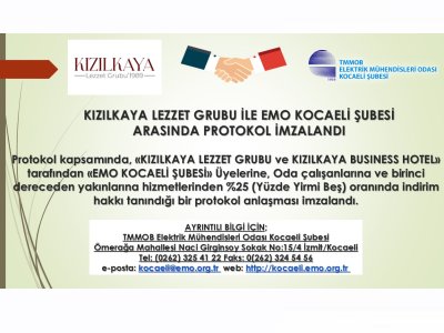 KIZILKAYA LEZZET GRUBU İLE EMO KOCAELİ ŞUBESİ ARASINDA PROTOKOL İMZALANDI