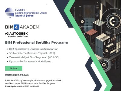 BIM PROFESSİONALS SERTİFİKA PROGRAMI – EMO ÜYELERİNE ÖZEL %15 İNDİRİM!