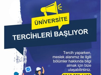 YKS TERCİHİ YAPARKEN MESLEKİ ALANLARIMIZA İLİŞKİN BİZLE İLETİŞİM KURABİLİRSİNİZ.