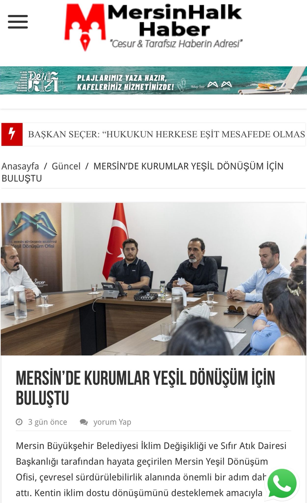 MERSİN’DE KURUMLAR YEŞİL DÖNÜŞÜM İÇİN BULUŞTU