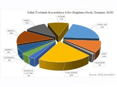TURKIYE ELEKTRIK ENERJISI ISTATISTIKLERI TEMMUZ 2025 YAYIMLANDI