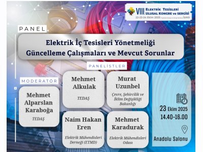 ETUK 2025 - PANEL: ELEKTRİK İÇ TESİSLERİ YÖNETMELİĞİ GÜNCELLEME ÇALIŞMALARI VE MEVCUT SORUNLAR