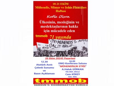 TMMOB MÜHENDİS MİMAR VE ŞEHİR PLANCILARI HAFTASI ETKİNLİKLERİ