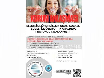 EMO KOCAELİ ŞUBESİ İLE ÖZER OPTİK ARASINDA PROTOKOL İMZALANDI