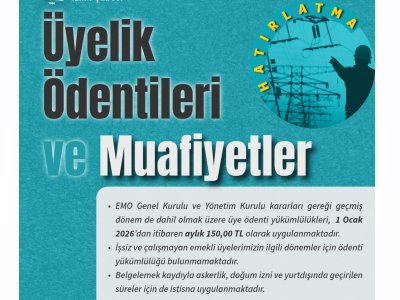2026 ÜYELİK ÖDENTİ YÜKÜMLÜLÜĞÜ HATIRLATMASI