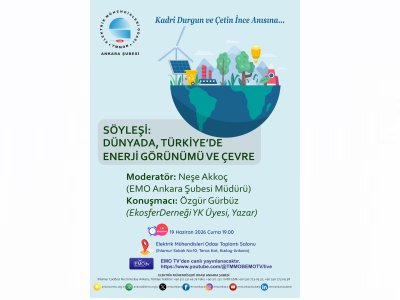 DÜNYADA, TÜRKİYE’DE ENERJİ GÖRÜNÜMÜ VE ÇEVRE SÖYLEŞİSİ DÜZENLENİYOR